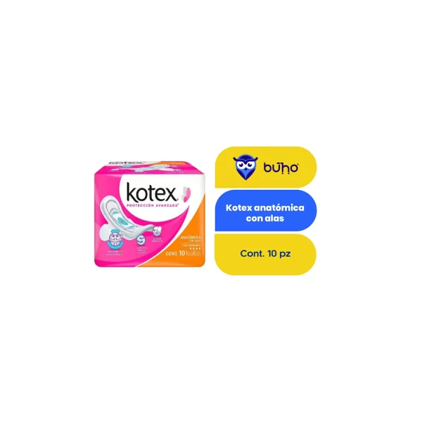 Kotex toalla Sanitaria Anatómica c/alas10 piezas