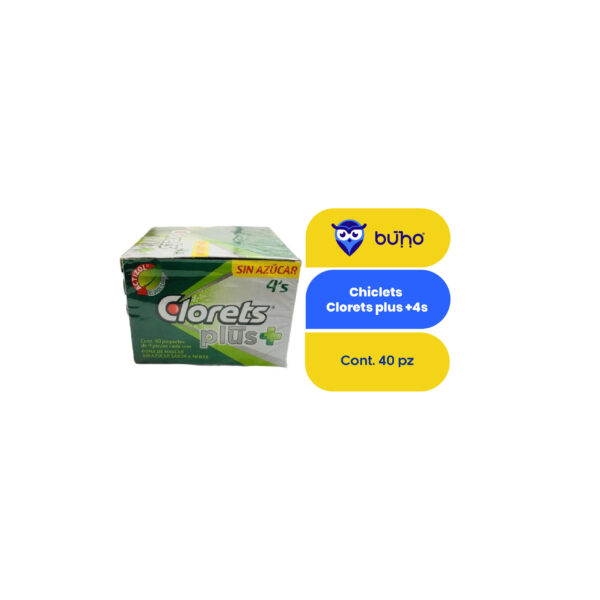 Chicles Clorets Plus + 4's  40 pz